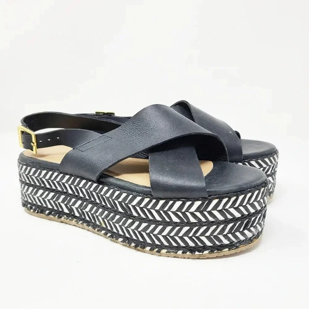 Kaanas Metalik Ada Crossover Platform Wedge Sandal
